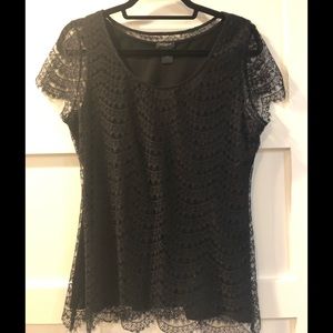 -Ann Taylor black lace blouse